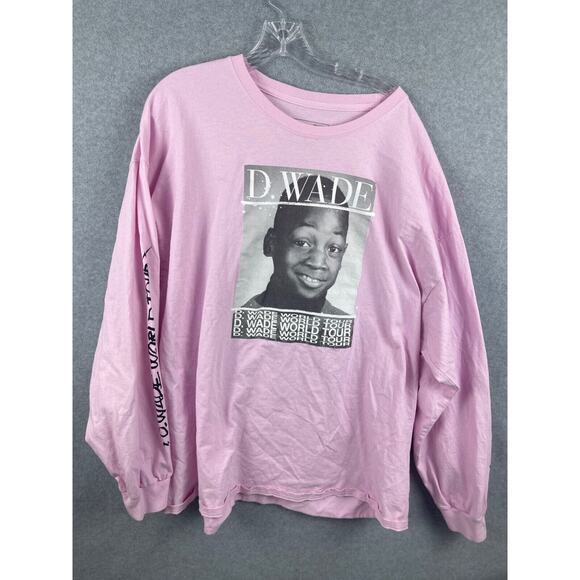 Unbranded Other - D Wade World Tour Shirt Men's 3XL Pink Long Sleeve Crew Neck NBA Basketball Goat